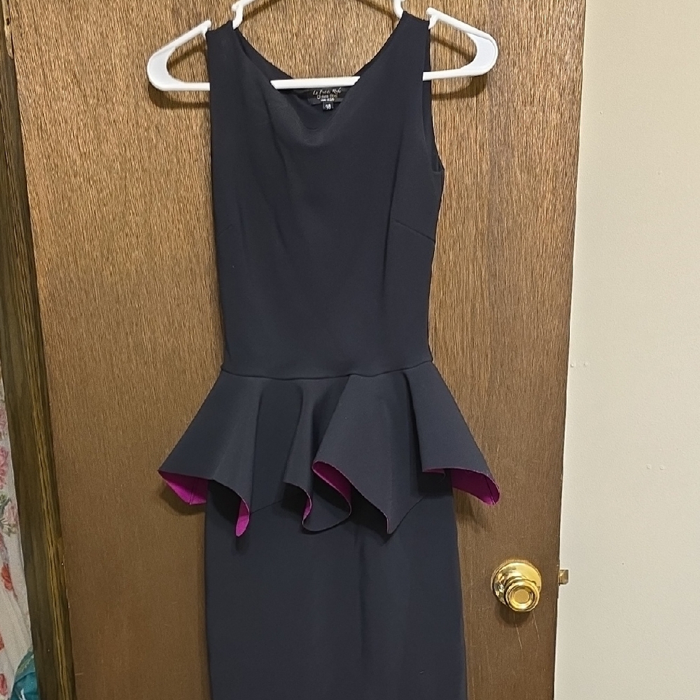 Chiara Boni Black Asymmetrical Dress with Pink Lining
